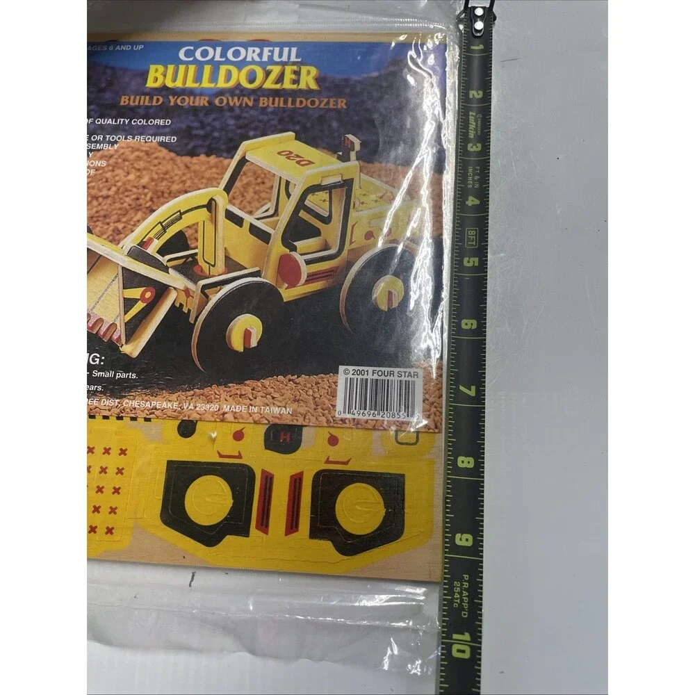 Four Star Colorful Bulldozer Wooden Model Kit No Glue/Tools Required‎ Ages 6+